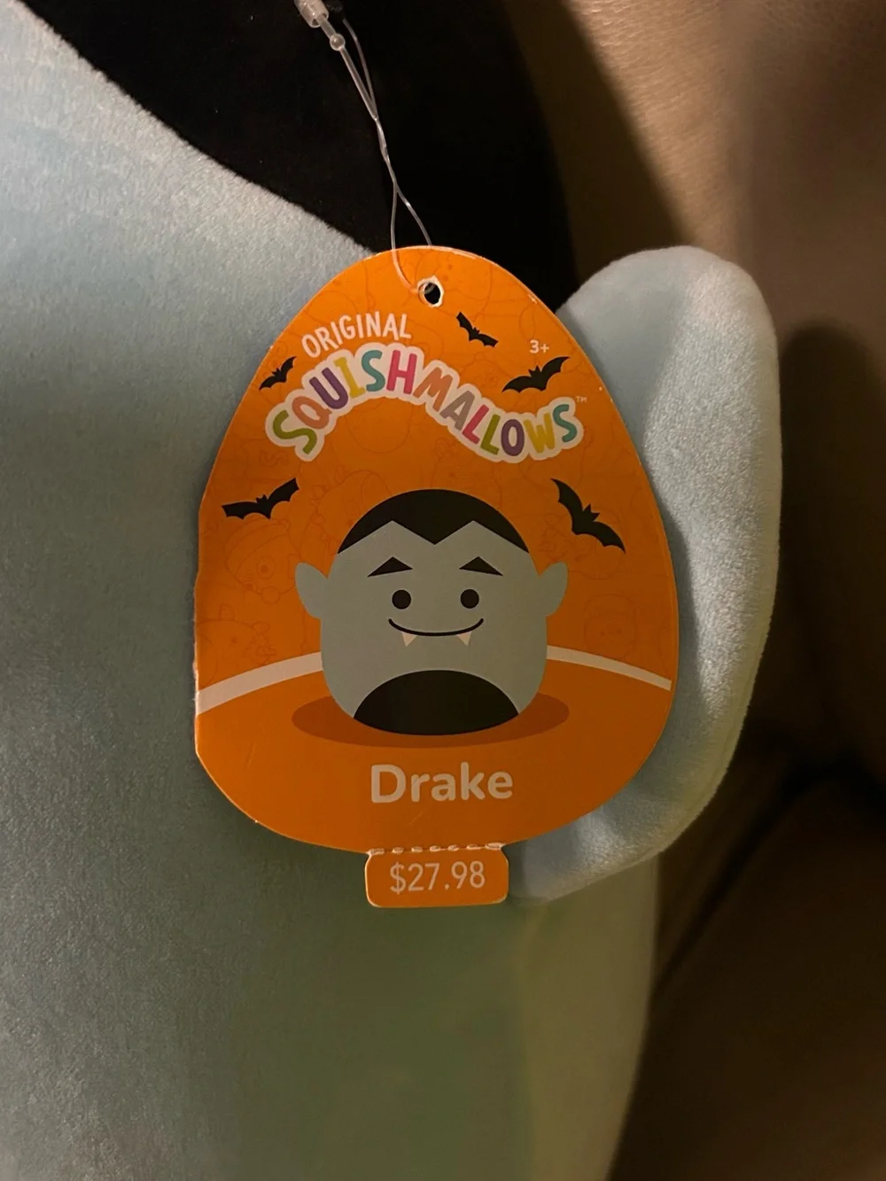 Squishmallows Light Blue Vampire Plush Pillow Drake